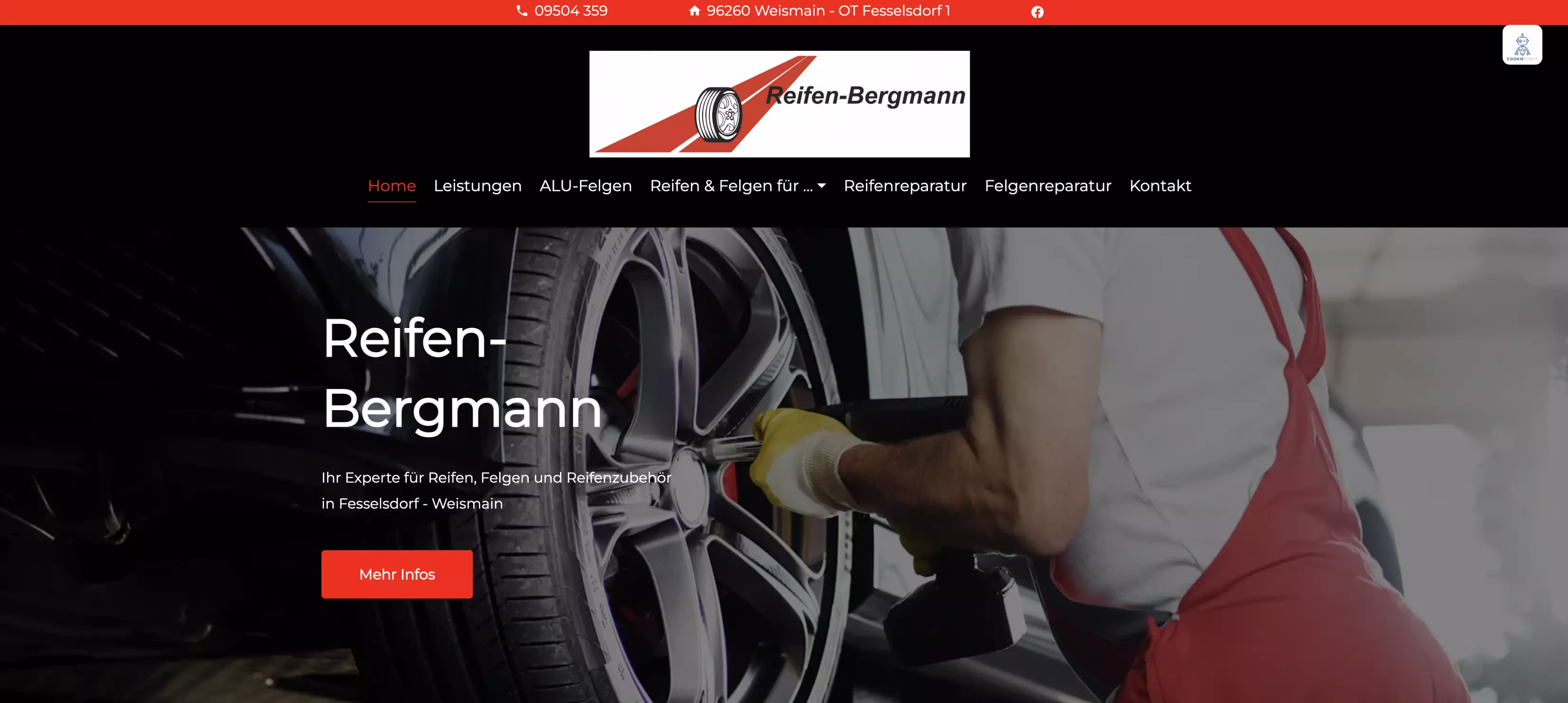 Website-Screenshot Reifen Bergmann